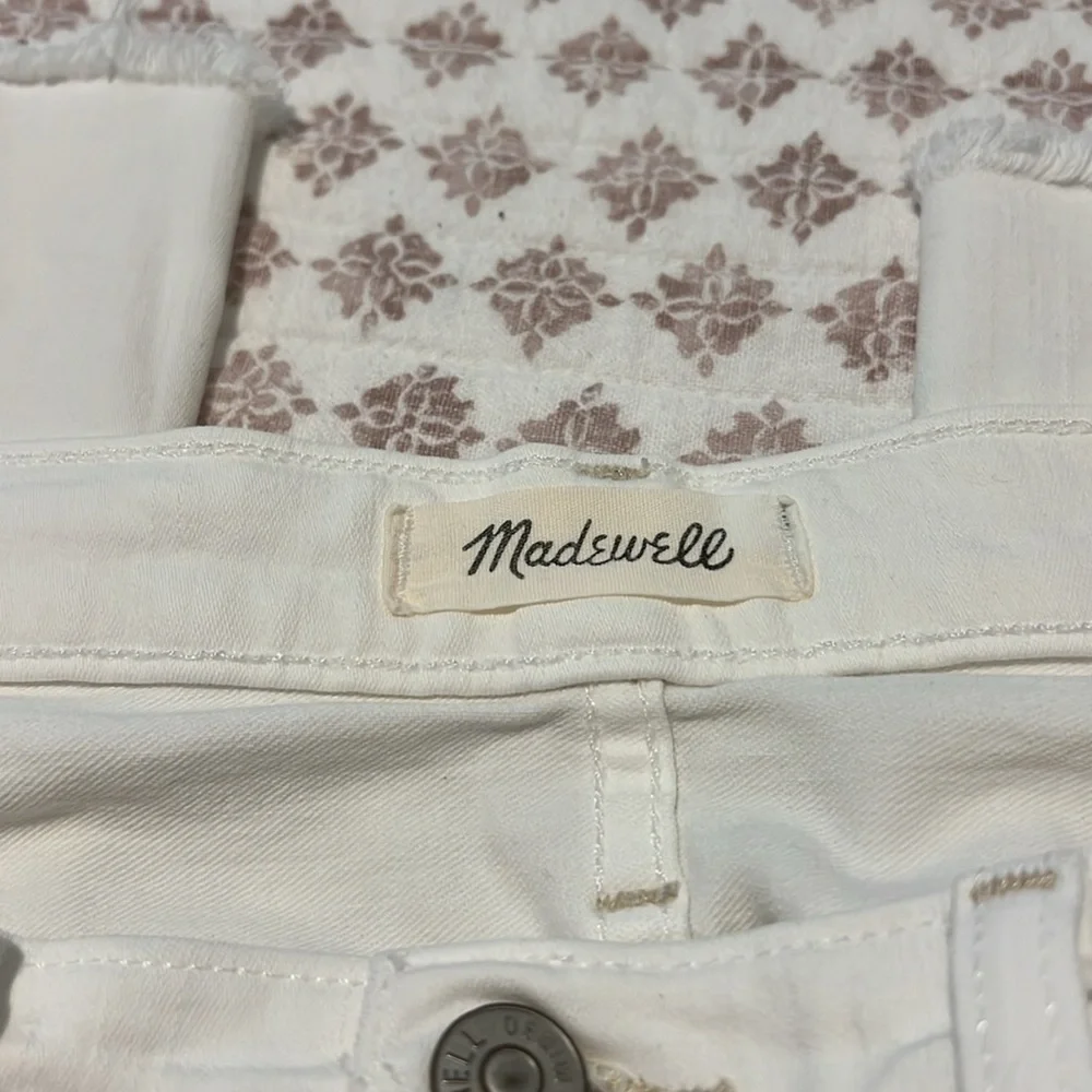 Madewell Cali Demi Boot Jeans in Pure White Denim Raw Hem Edition Size 29